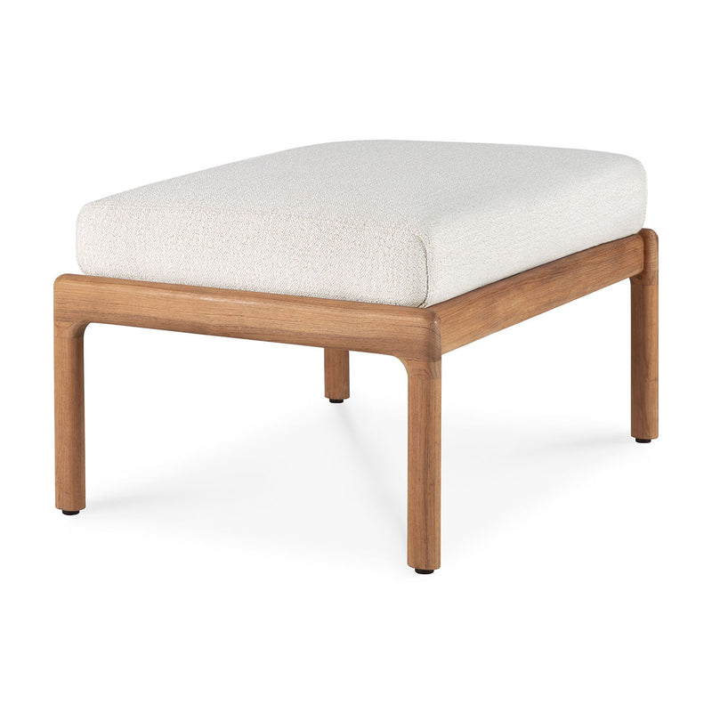 Jack Outdoor Fabric Footstool (Teak, Off White)