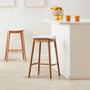 Lando Fabric Backless Bar Stool - Cream Weave / Oak