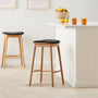 Lando Leather Backless Bar Stool - Black / Oak