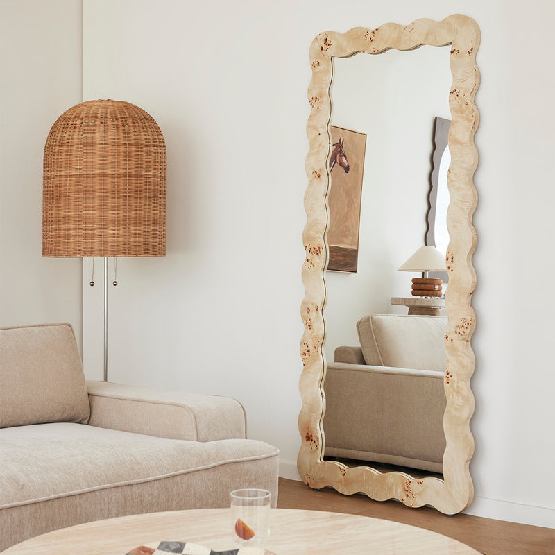 Carmella Burlwood Floor Mirror