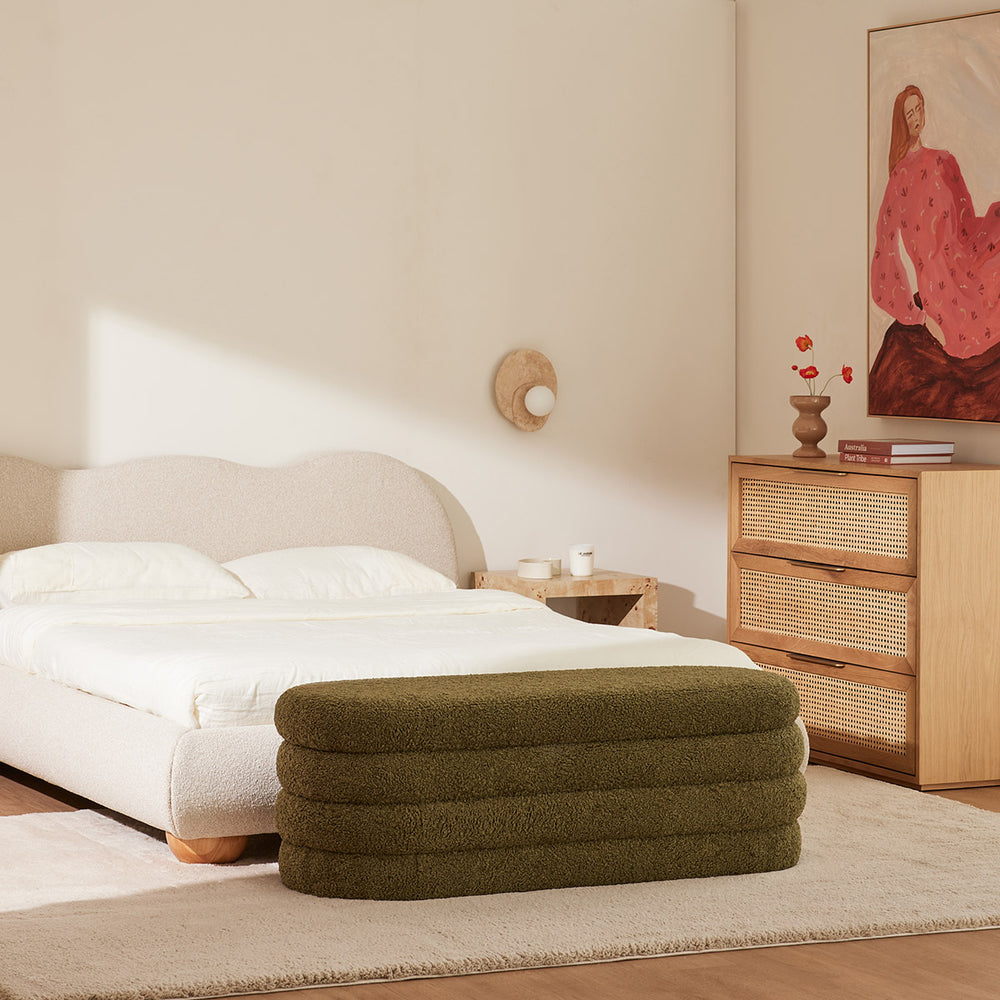 Mecca Fur Oval Storage Ottoman