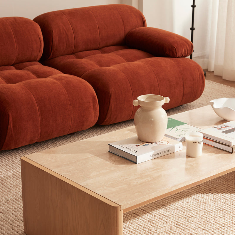 Bowie Textured Velvet 4 Seat Sofa (Terracotta)