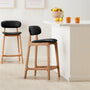 Alaska Leather Bar Stool - Black / Oak