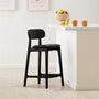 Alaska Leather Bar Stool - Black / Black Oak