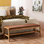 Aura Leather Bench - Tan / Oak