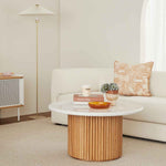 Cosmos Coffee Table (Oak, Carrara Marble, 85cm)