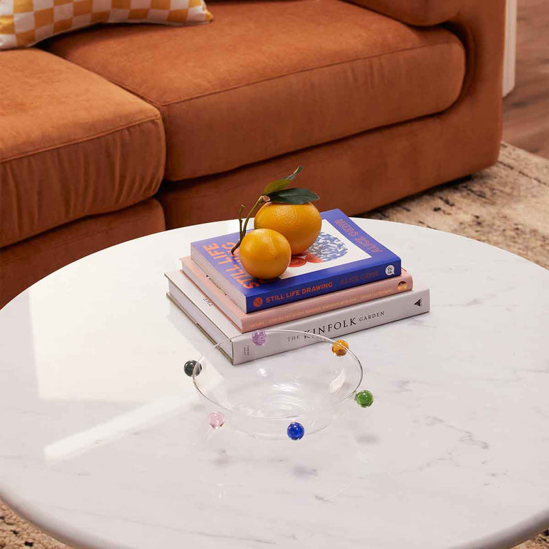 Cosmos Coffee Table (Oak, Carrara Marble, 85cm)