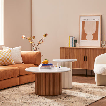 Cosmos Side Table (White Oak, Carrara Marble)