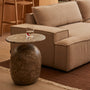 Sol Round Side Table (Natural Stone Finish) - Emperador Brown Marble Finish