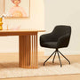 Levi Swivel Boucle Dining Arm Chair - Charcoal / Black