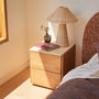 Delta Travertine Bedside Table - Oak