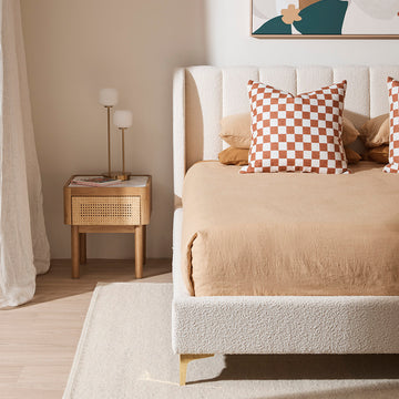 Norah Marble Rattan Bedside Table