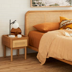 Norah Rattan Queen Bed (Oak)