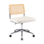 Blake Boucle Office Chair - White / Chrome