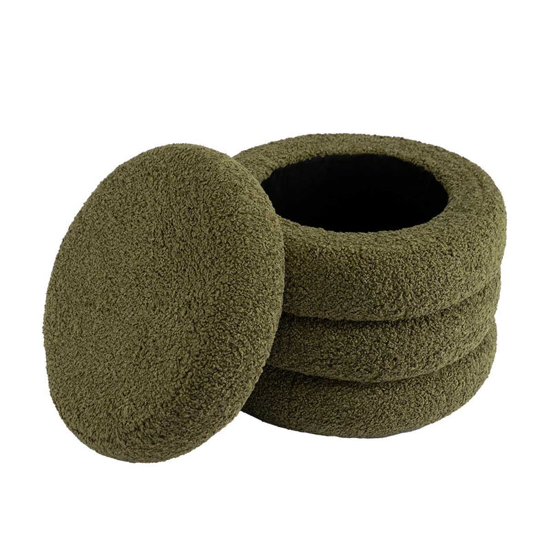 Mecca Fur Round Storage Ottoman