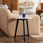 Oia White Marble Side Table - Black / 45cm Diameter