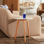 Oia White Marble Side Table - Oak / 45cm Diameter