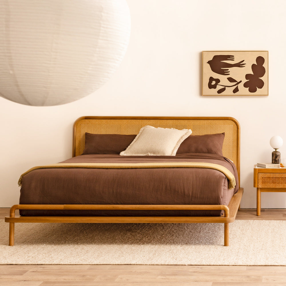 Norah Rattan King Bed (Oak)