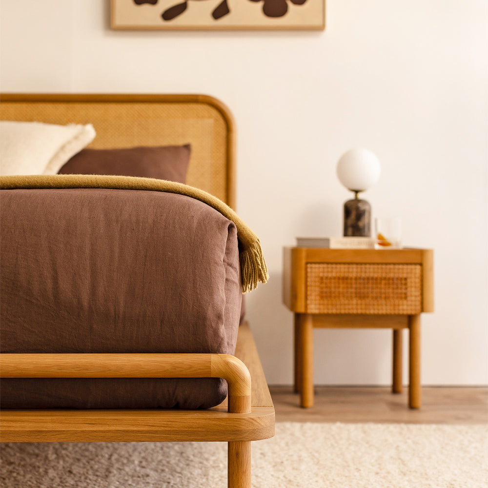 Norah Rattan King Bed (Oak)