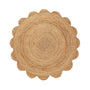 Celeste Scalloped Jute Round Rug - Natural Brown / 1.2m Diameter