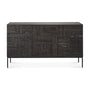 Tabwa 3 Door Sideboard - Teak Black / 150cm