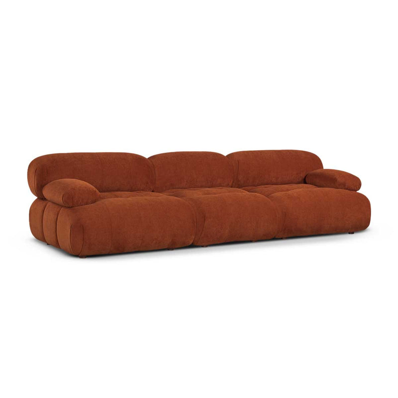 Bowie Textured Velvet 3 Seat Sofa (Terracotta)