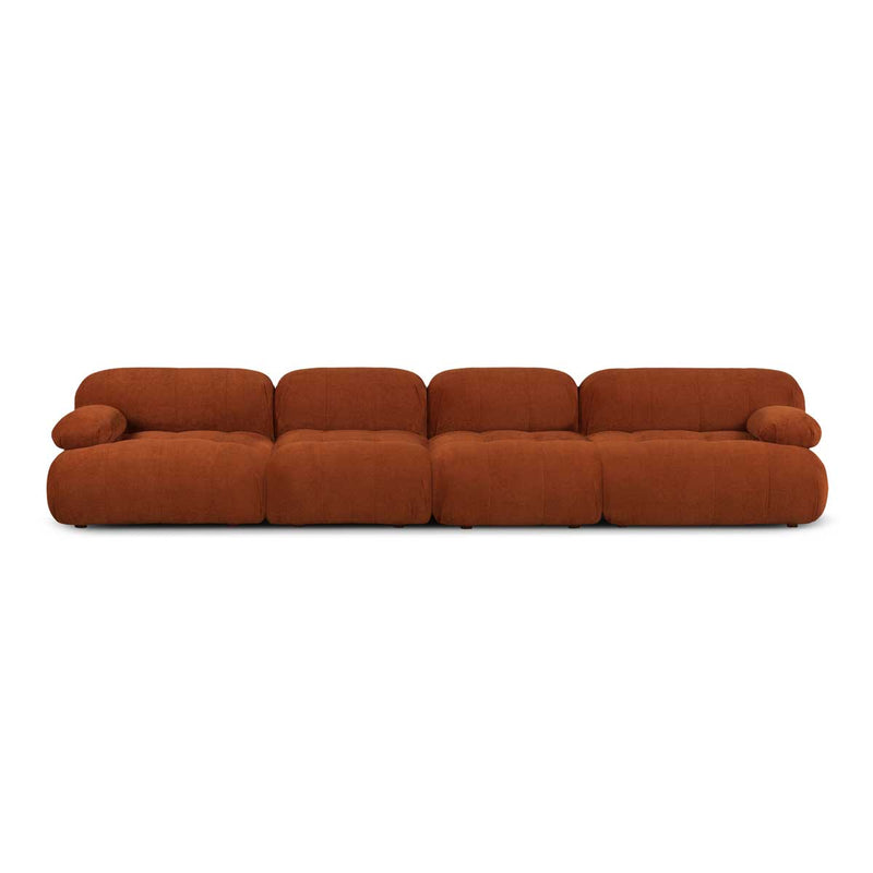 Bowie Textured Velvet 4 Seat Sofa (Terracotta)