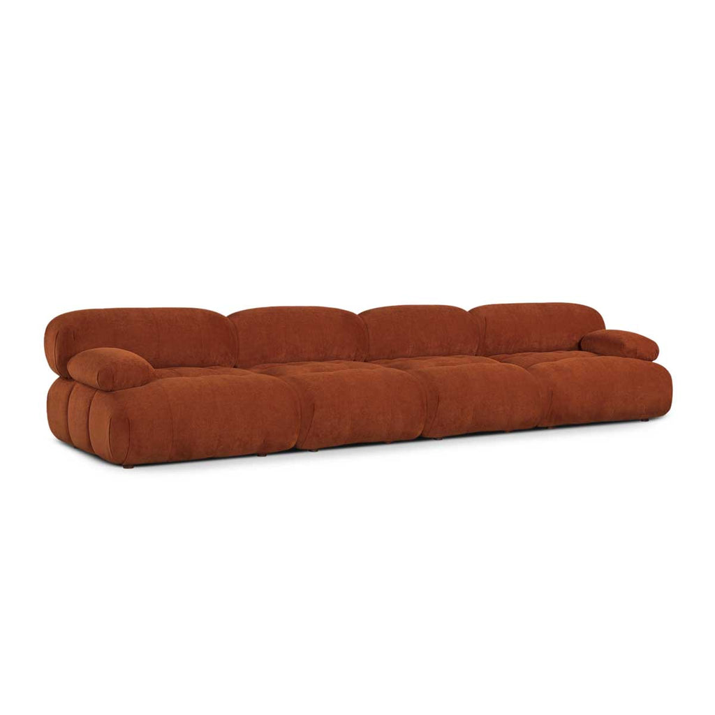 Bowie Textured Velvet 4 Seat Sofa (Terracotta) – Life Interiors