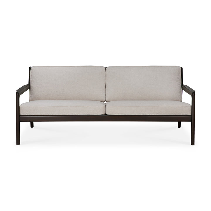 Jack Fabric 3 Seater Sofa (Mahogany Dark Brown, Ivory)