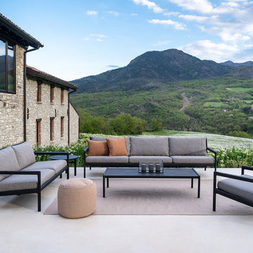 Jack Outdoor Fabric 3 Seater Sofa (Teak Black, Mocha)