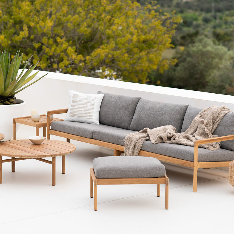 Jack Outdoor Fabric 4 Seater Sofa (Teak, Mocha)