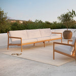 Jack Outdoor Fabric 4 Seater Sofa (Teak, Off White)