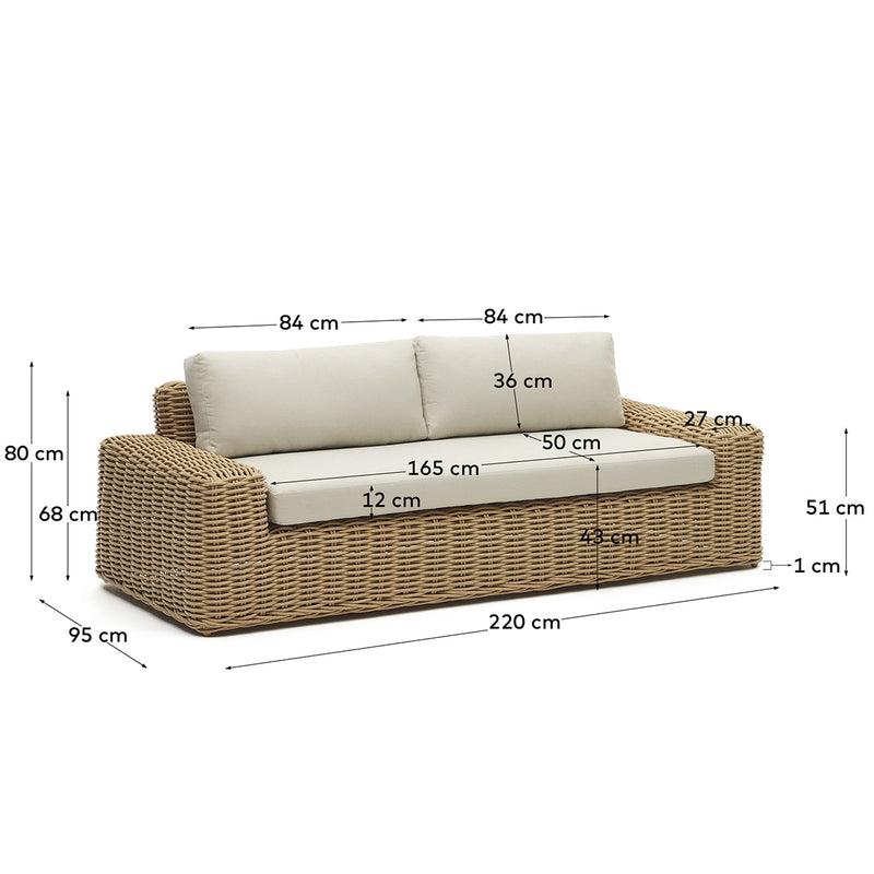 Portlligat 3-Seater Rattan Outdoor Sofa