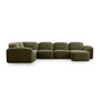 Muse 5 Piece RAF Chaise Modular Sofa - Malibu Matcha