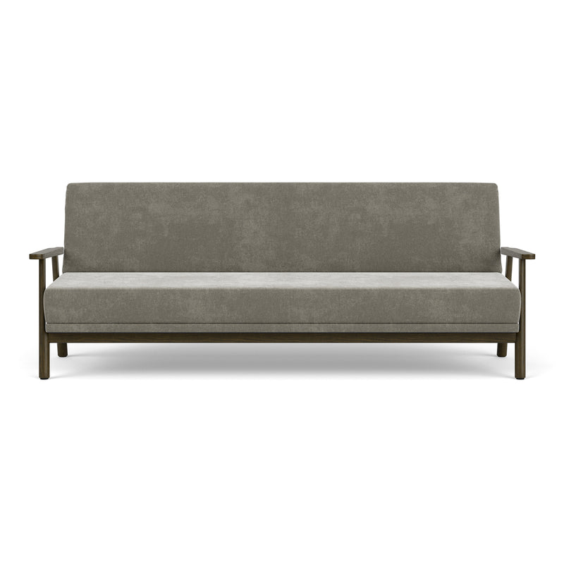 Planet Grey Green Fabric / Dark Walnut