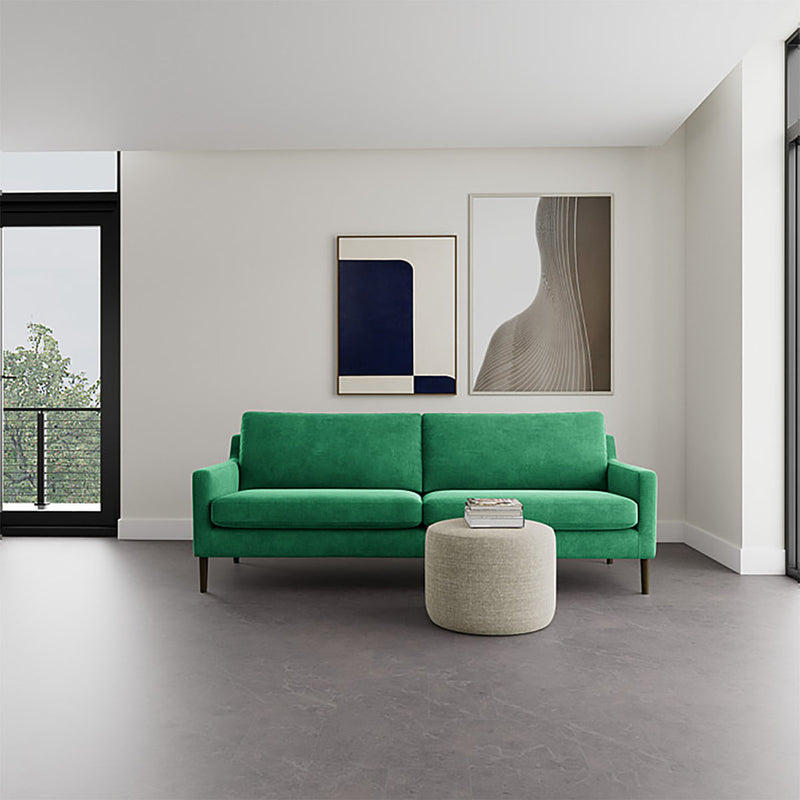 Moss Grass Green Fabric / Dark Walnut