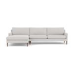 Astha Fabric Left Chaise Sofa (Walnut Natural, Cool Grey Weave)