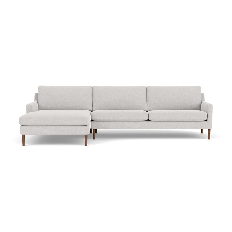 Astha Fabric Left Chaise Sofa (Walnut Natural, Cool Grey Weave)