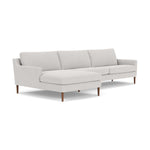 Astha Fabric Left Chaise Sofa (Walnut Natural, Cool Grey Weave)