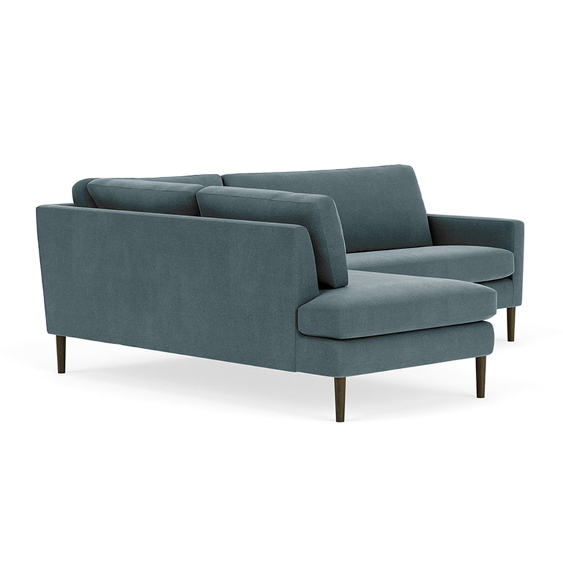 Forest Dust Blue Fabric / Dark Walnut