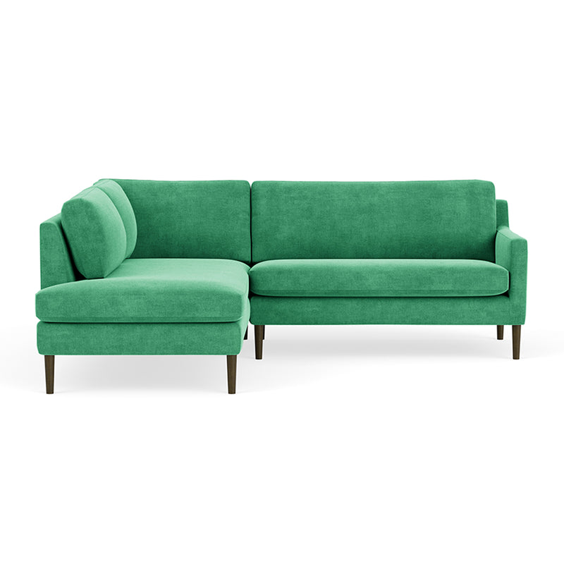 Moss Grass Green Fabric / Dark Walnut