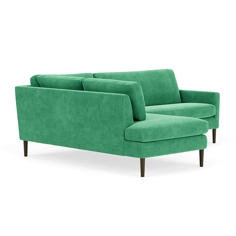 Moss Grass Green Fabric / Dark Walnut