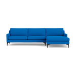 Astha Fabric Right Chaise Sofa (Black Metal, Cobalt Blue)