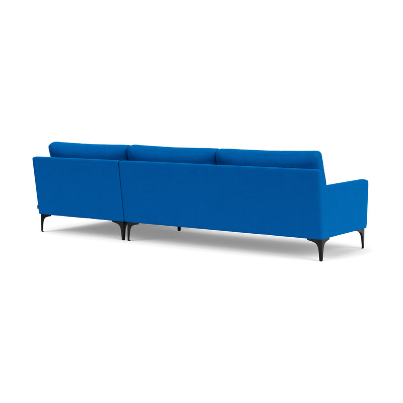 Astha Fabric Right Chaise Sofa (Black Metal, Cobalt Blue)