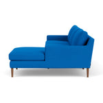 Astha Fabric Right Chaise Sofa (Walnut Natural, Cobalt Blue)