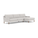 Astha Fabric Right Chaise Sofa (Walnut Natural, Cool Grey Weave)