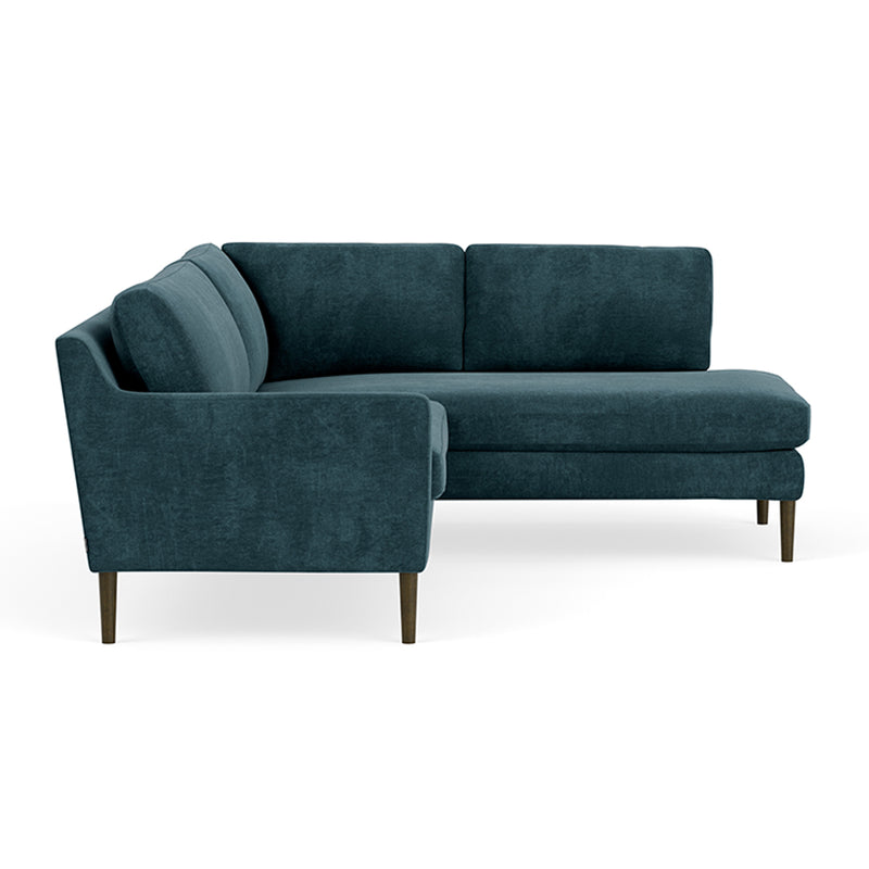 Danny Dust Blue Textured Weave / Dark Walnut