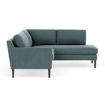 Forest Dust Blue Fabric / Dark Walnut