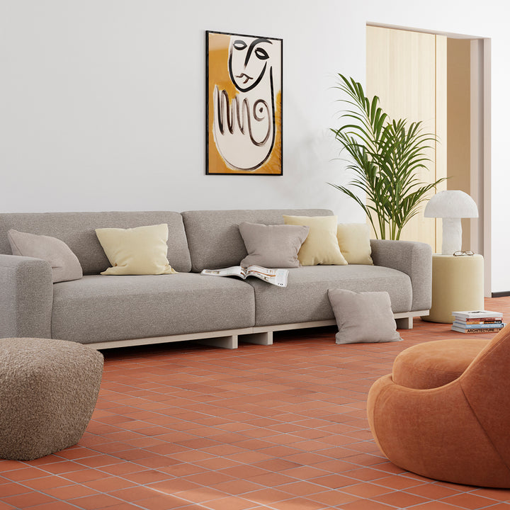 Aya Fabric 3.5 Seater Sofa (Oak, Brown)