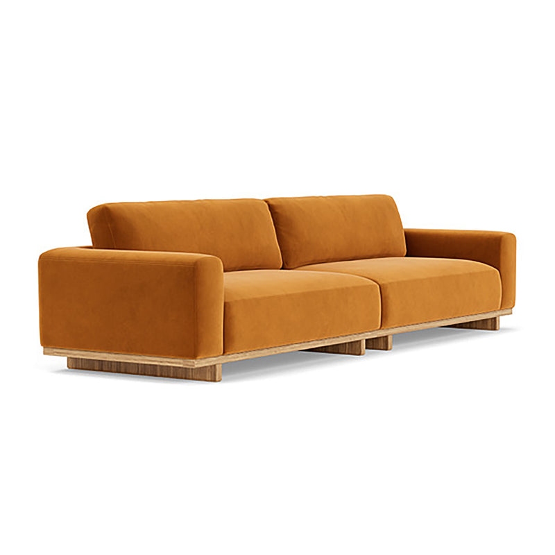 Aya Velvet 4 Seater Sofa (Oak, Matt Amber)